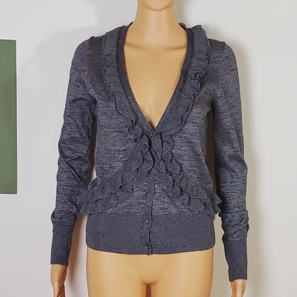J.Crew ruffled long sleeve cardigan